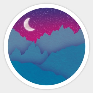 Mountains Under The Night Sky Sticker